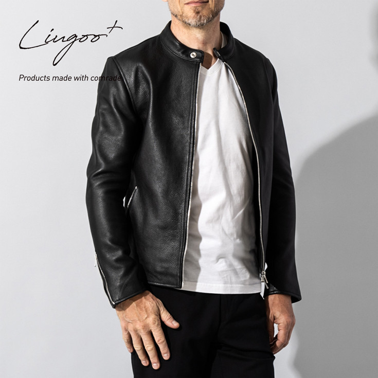 LIUGOO PLUS 本革 シングルライダースジャケット メンズ リューグープラス SRS18A レザージャケット ライダースジャケット  レザージャケット・革ジャンの通販 リューグー