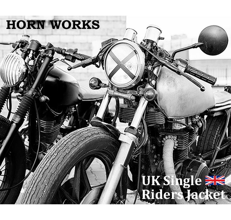 Horn Works 本革 UKパッドダブルライダースジャケット メンズ