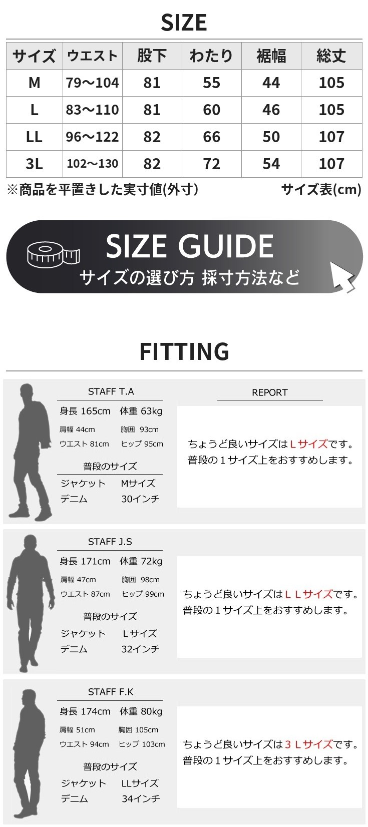 サイズのご案内