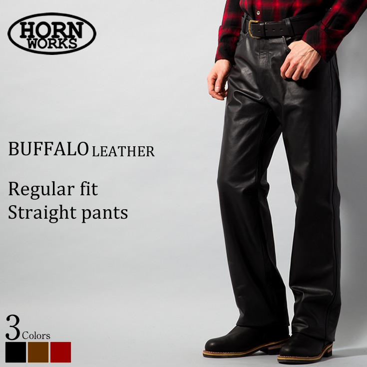 Horn Works 本革 レギュラーフィットレザーパンツ メンズ ホーンワークス 3866 Horn Works レザージャケット・革ジャンの通販  リューグー
